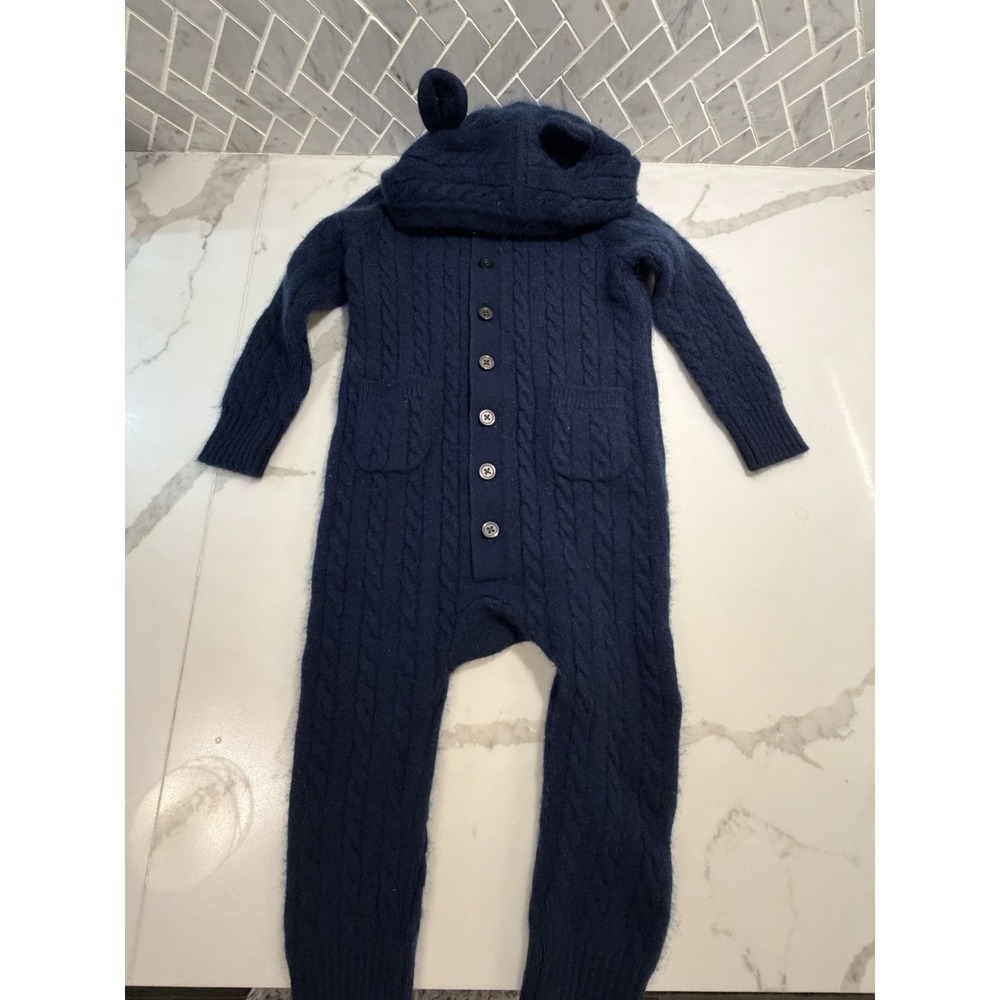J.Crew Baby 100% Cashmere Cable Knit Bear One Piece 3-6 Months Fisherman Preppy